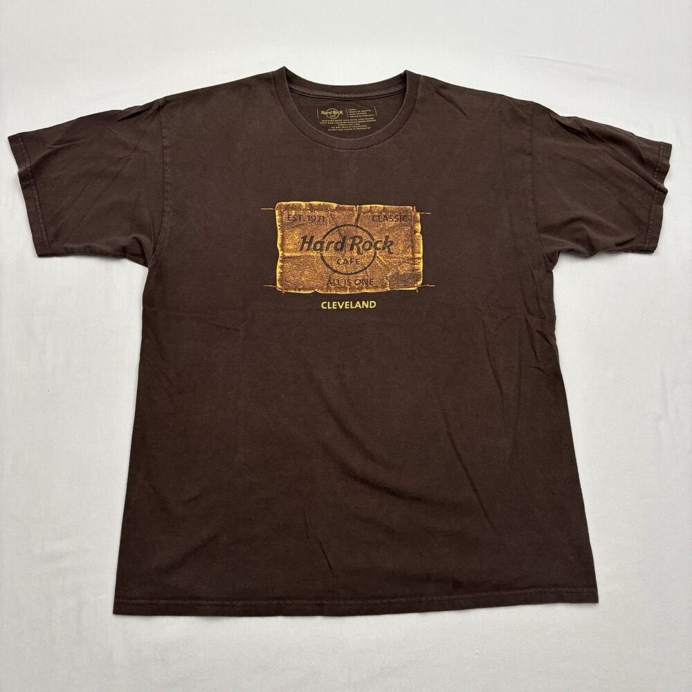 Hard Rock Cafe Cleveland T Shirt Mens Sz L Brown Classic Logo Tee Style Vintage